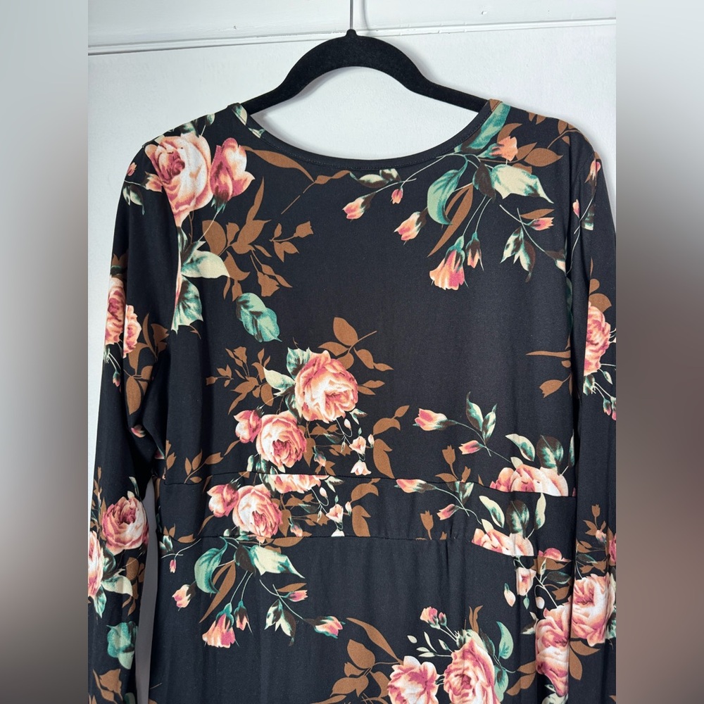 Floral Long Sleeve Wrap Style Dress - Picture 6 of 6
